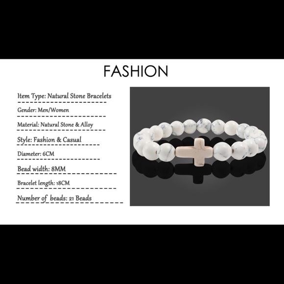 WHITE PINE LAVA STONE CROSS BRACELET - Picture 2 of 2